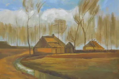 Obrázek produktu pro Vincent Van Gogh Art Print Obraz - Statky mezi stromy, 1883 (120 x 180 cm)