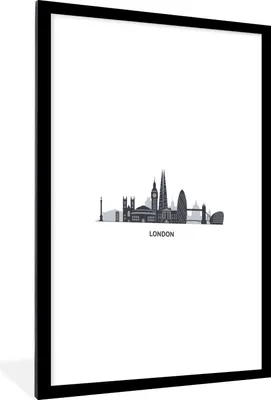 Produktbild von MuchoWow® MuchoWow® Gerahmtes Poster London - England - Skyline 60x90 cm - Poster mit zchwarzem Bilderrahmen - Dekoration - Wandposter Wohnzimmer - Hochwertig