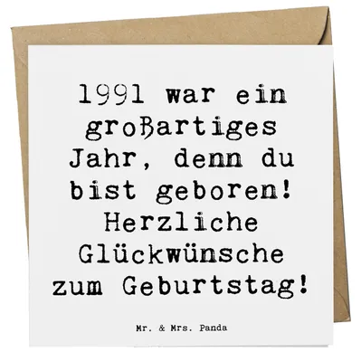 Produktbild von Mr. & Mrs. Panda Grußkarte Spruch 1991 Geburtstag - Weiß - Geschenk, Klappkarte, Glückwunschkarte, 30., doppelkarte, Happy Birthday, handgemacht, Geburtstagsgeschenk