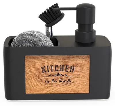 Image de Distributeur de savon noir pour la cuisine – Distributeur de liquide vaisselle pour la cuisine – Rangement pour l'évier – Distributeur de savon pour la cuisine – Rangement pour l'évier