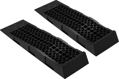 Produktbild von PKW Auffahrrampen - Paar - 3 t Tragkraft - 7 cm Hubhöhe - PP-Kunststoff - Rutschfeste Oberfläche - Für Ölwechsel/Reparaturen - Schwarz