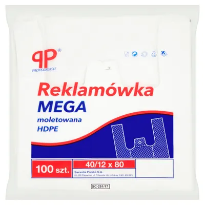 Produktbild von Pp Professional Reklamówka Mega Moletowana Hdpe 40/12 X 80 100 Sztuk