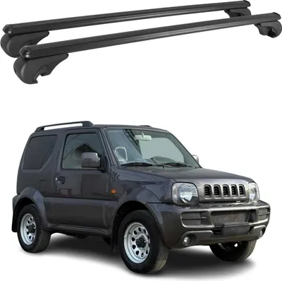 Image de Barres de toit Transversales pour Suzuki Jimny 1998-2018 Aluminium Noir
