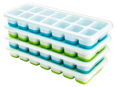 Image de Moules à glaçons en silicone avec couvercle, lot de 4, capacité pour 56 glaçons, pour la cuisine
