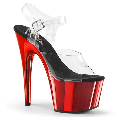 Produktbild von ADORE-708 Damen Sandale von Pleaser, Transparent Rot , EU 37, US 7