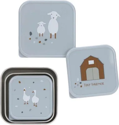 Productafbeelding van Snackbox set van 3 roestvrij staal voor kinderen - Ruimtebesparend en BPA-vrij