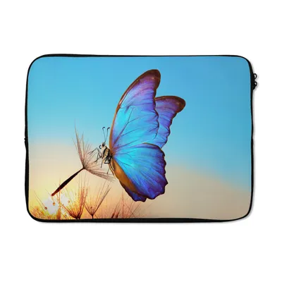 Produktbild von MuchoWow® Laptop Hülle 13 Zoll Schmetterling - Löwenzahn - Blau Laptoptasche - Laptophülle - Sleeve - Rundumschutz