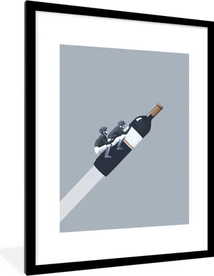 Produktbild von MuchoWow® Gerahmtes Poster Flasche - Männer - Vintage 60x80 cm - Poster mit Schwarzem Bilderrahmen Wandposter Rahmen Foto Bilder - Wohnzimmer - Dekorationen - Prämie