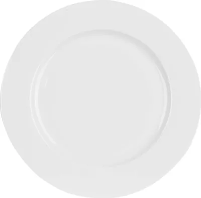 A white plate on a white background.