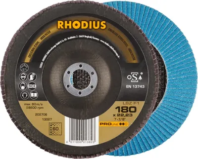 Produktbild von Rhodius Schleifscheibe LSZ F1 178x22,23mm Körnung 60 Edelstahl Proline - 202706