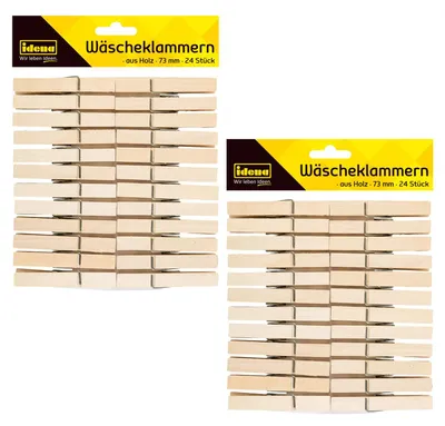 Immagine prodotto di Idena 90171 - Mollette per bucato in legno, 48 pezzi, circa 7,3 cm di lunghezza, graffette in legno