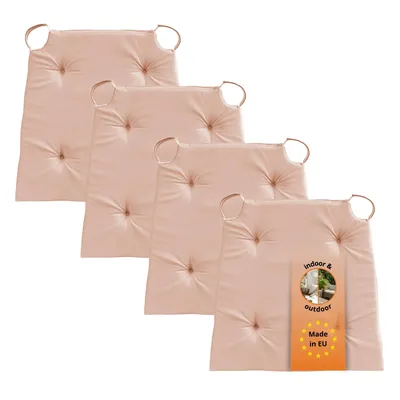 Productafbeelding van Set van 4 stoelkussens 42 x 40 cm, voor binnen en buiten, 100% katoen, roze, sleepling