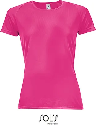 Immagine prodotto di SOLs 01159 | Maglietta sportiva raglan da donna + retro più lungo - Colore: Rosa neon - Taglia: XXL