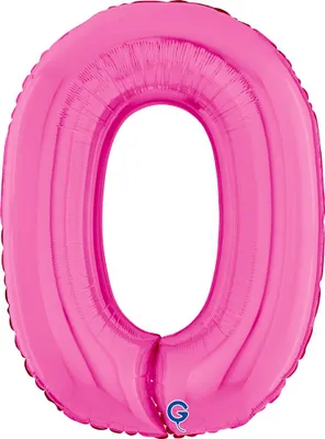 Image de Ballon en aluminium géant 26"/66 cm | Chiffre rose : 0
