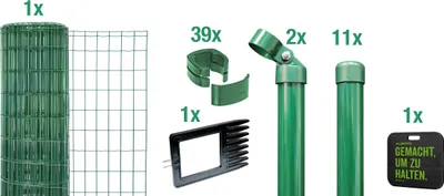 Produktbild von Alberts Fix-Clip Pro Gartenzaun, Höhe 153 cm, Länge 25 m, Zaun-Komplettset zum Einbetonieren, grün