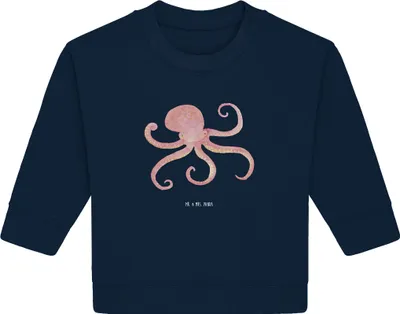 Produktbild von Mr. & Mrs. Panda Organic Baby Pullover Tintenfisch 6. - 12. Monat - French Navy - Geschenk, Meer, Wasser, Lustige Sprüche, Bullover, Krake, Ozean, Meerestier