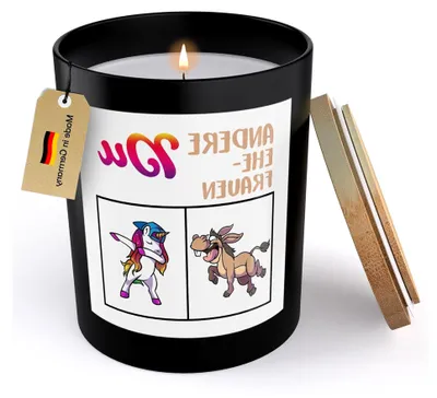 Produktbild von (HANDGEMACHT) Geschenk für die Ehefrau zum Hochzeitstag Spruchkerze für Frauen Geburtstag "Einhorn" Sojawachskerze im Glas Liebe Ehepartnerin Handgemacht Duft Deko Vegan Nachhaltig - ZITRUS