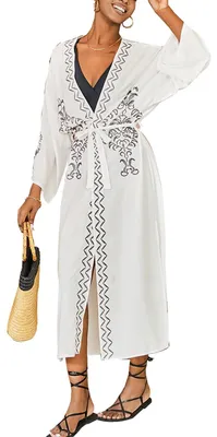 Productafbeelding van Solidchoice - Dames Boho Kimono Vest Strand Maxi Jurk voor Zomer