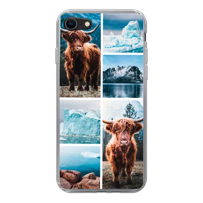 Produktbild von MuchoWow® Handyhülle Schutzhülle Hülle für iPhone 8 Schottischer Highlander - Eiscreme - Collage Silikon Softcase Handy Hülle - Schutzhaube