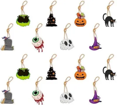Produktbild von Halloween-Dekorationen: Kürbisse, Geister, Hexenhüte, Fledermäuse – Halloween-Dekoration für Halloween-Partys (Stil 2)
