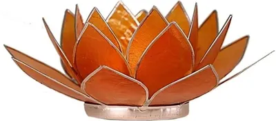 Produktbild von Lotus Teelichthalter orange 2. Chakra silberfarbig -- 13.5cm