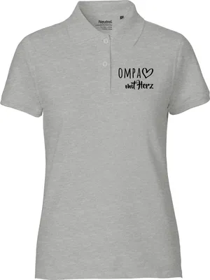 Produktbild von Huuraa Damen Polo Shirt OMPA mit Herz XS Sport Grey Bio Baumwolle Fairtrade Poloshirt Geschenkidee
