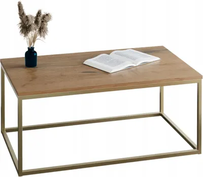 Zdjęcie produktu dla Stolik kawowy FutuStal Neri 100x60x43 cm loft, złoty, dąb lancelot
