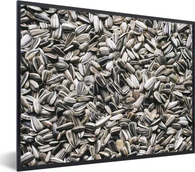 Produktbild von MuchoWow® Gerahmtes Poster Nahaufnahme von weißen Sonnenblumenkernen 40x30 cm - Poster mit Schwarzem Bilderrahmen Wandposter Rahmen Foto Bilder - Kunstposter - Wanddekorationen