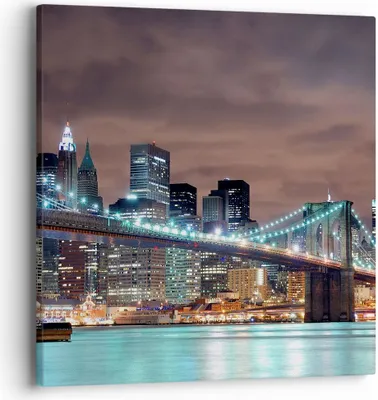 Produktbild von Bild auf Leinwand - Leinwandbild - Stadt Brücke Wolkenkratzer - 40x40cm - Wand Bild - Wanddeko - Leinwanddruck - Bilder - Kunstdruck - Wanddekoration - Leinwand bilder - Wandkunst - AC40x40-0218