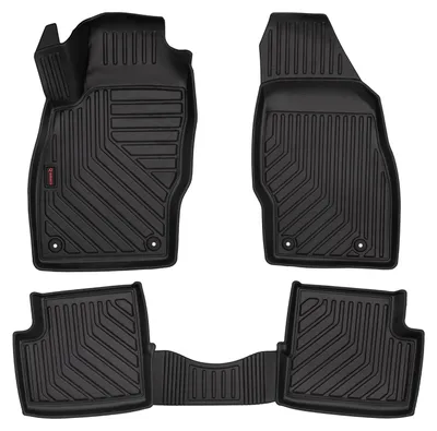 Produktbild von Gummi-Fußmatten Vorne + Tunnel für Opel Corsa D 2006-2014 (Schrägheck) – Schwarz, passgenau