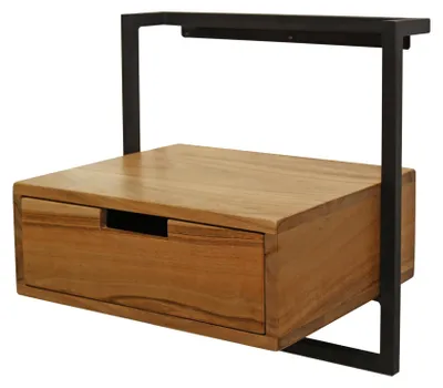 Produktbild von FURNLUX Nachttisch Air Akazie Und Schwarz 44cm / Hauptfarbe: Braun / Abmessungen: 44 x 45 x 35 cm