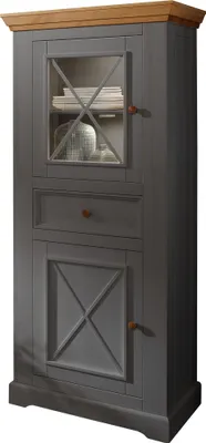 Zdjęcie produktu dla Vitrine >WZ-0133< (BxHxT: 79x177x42 cm) in grau - 79x177x42 (BxHxT)