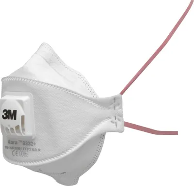 Produktbild von 3M Aura 9332+, FFP3 Atemschutz-Maske mit Ventil, für Dämmstoffe und Hartholz, MHD 8/25