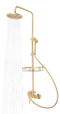 Zdjęcie produktu dla Zestaw prysznicowy w stylu vintage, retro. Deszczownica, bateria prysznicowa, głowica prysznicowa, słupik prysznicowy, kran, mosiądz, styl antyczny, z regulacją wysokości, ręczny prysznic