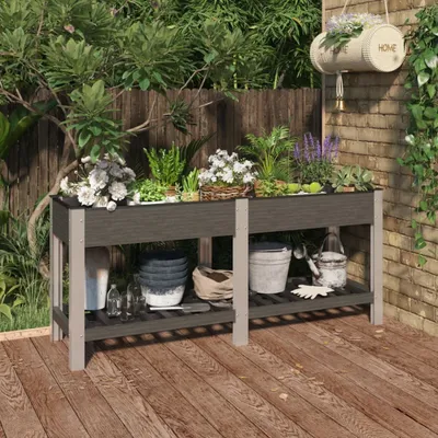 Image de The Living Store Jardin surélevé avec tablette Gris 175x50x75 cm WPC