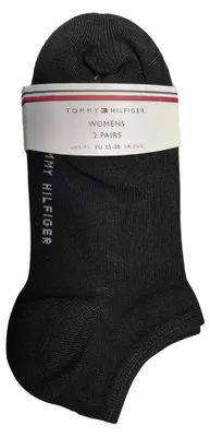 Image de Tommy Hilfiger - Chaussettes courtes pour femmes (lot de 2) NA1059 (34 EU - 38 EU) (Noir)
