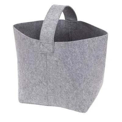Produktbild von Holzkorb für Kaminholz - Filztasche Groß mit Tragegriffen, ca. 36x40x40cm, Höhe ca. 45cm, Grau, 100% Polyester, Korb für Kaminholz, Tragkraft bis 15kg, Gewicht 260g