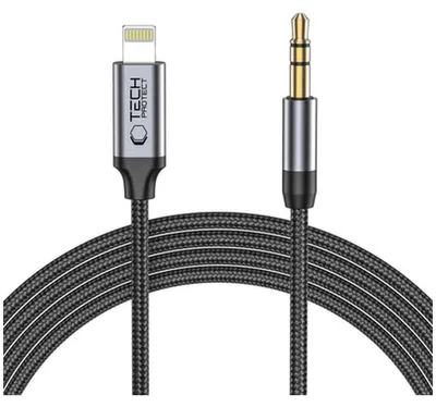 Produktbild von TECH-PROTECT ULTRABOOST Lightning-auf-AUX-Miniklinkenstecker (3,5 mm), 100 cm, Schwarz