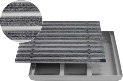 Produktbild von ACO Eingangsmatte Vario + Emco Bodenwanne 75mm Aluminium, Rips Hellgrau,Größe:100x50cm