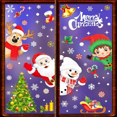 Produktbild von Fensterbilder Weihnachten, 9 Weihnachten Fensteraufkleber Doppelseitige PVC Weihnachtsfensterbilder Winterdekoration Umweltfreundlich Umweltfreundlich