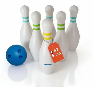 Produktbild von XXL Bowling Set - Riesen-Kegelspiel mit 6 befüllbaren Pins (42 cm) & Kugel für drinnen & draußen, inkl. Tragetasche