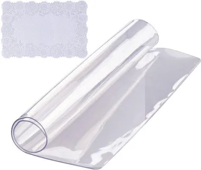 Image de Film de protection transparent pour table, dimensions 305 x 305 mm, épaisseur 1,5 mm, en PVC. Film de protection étanche pour bureau, table de salon et table à manger