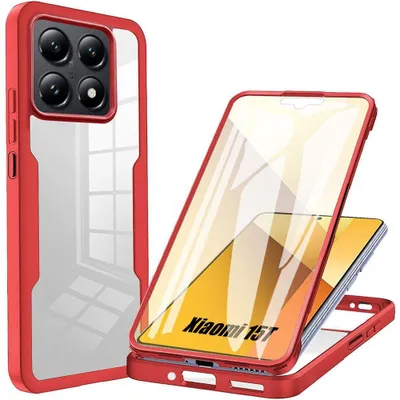 Image de Coque pour Xiaomi 15T, Protection Intégrale Avant TPU Souple et Arrière PC Rigide - Rouge
