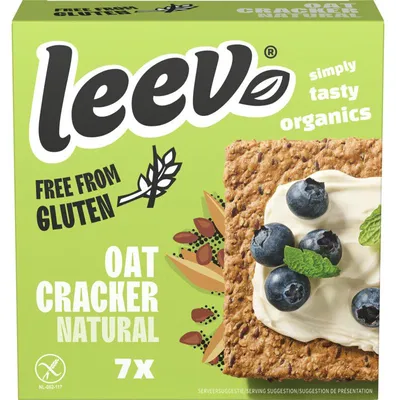 Produktbild von Leev Havercrackers Naturel 100g – Knusprige, natürliche Hafercracker Snack
