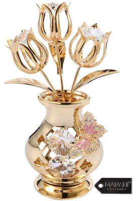 Produktbild von Tulpen in Vase, 24-Karat-Goldlegierung, -Kristalle, Tischdekoration