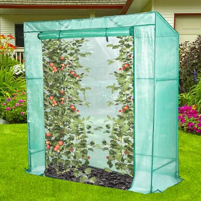 Imagen del producto de Invernadero con cubierta de polietileno impermeable, dimensiones 198x78x200 cm, estructura de acero, ideal para plantas de jardín