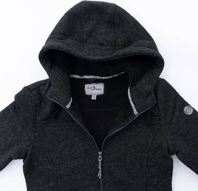 Produktbild von Blue Wave Damen Fleecejacke Meike mit Kapuze - Strickfleece-Jacke mit Teddy-Futter in Anthrazit Größe 46