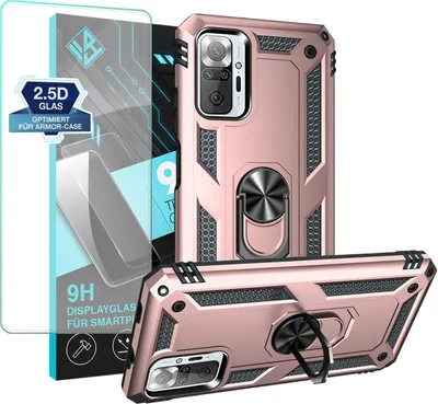 Produktbild von Armor Outdoor Handyhülle für Xiaomi Redmi Note 10 Pro Handy Panzer Case Schutzhülle mit 9H Displayglas Displayschutz Farbe: Rosegold