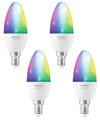 Produktbild von 4 x Ledvance LED Smart+ Kerze 4,9W = 40W E14 matt 470lm RGBW 2700K-6500K Dimmbar App Google Alexa WiFi