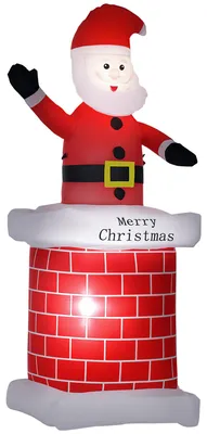Productafbeelding van Opblaasbare kerstman met schoorsteen, ledverlichting, ge?ntegreerde ventilator, 80 x 70 x 210 cm